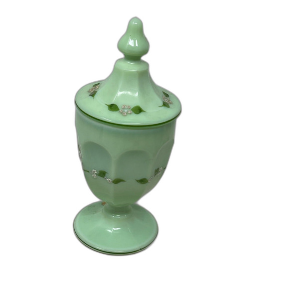 Westmoreland Glass Sea Foam Green Mint Lidded, Footed Candy Sugar Jar Dish ‘79 - Picture 5 of 8